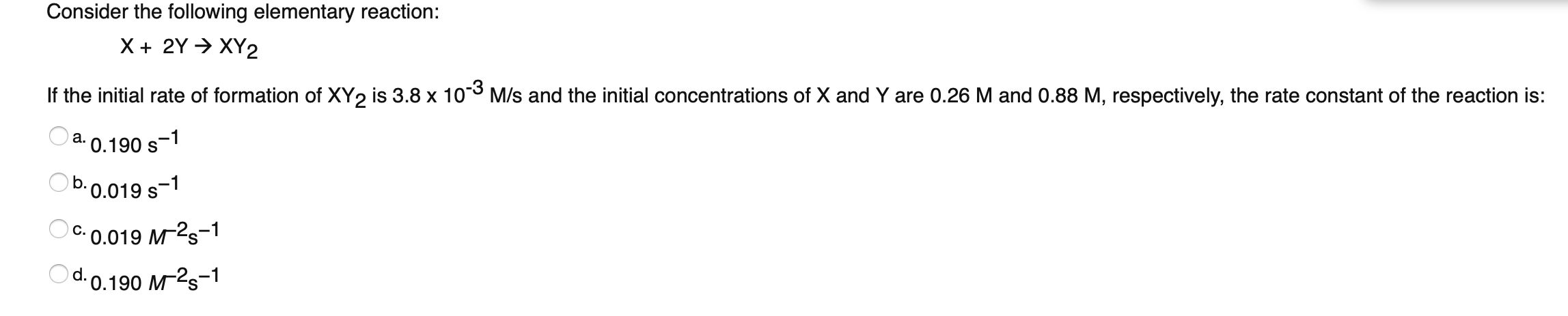 Solved Consider The Following Elementary Reaction: | Chegg.com