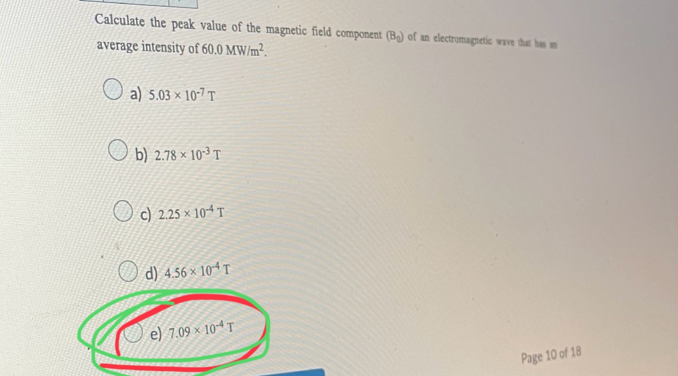 Solved Calculate the peak value of the magnetic field | Chegg.com