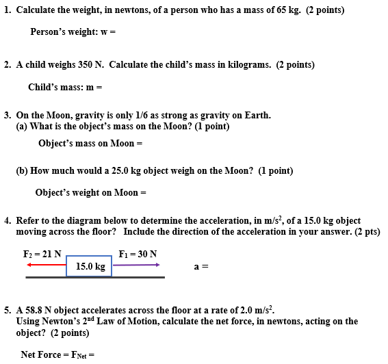 Calculating newtons from kg sale