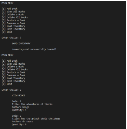 Solved Simple bookstore inventory system using | Chegg.com