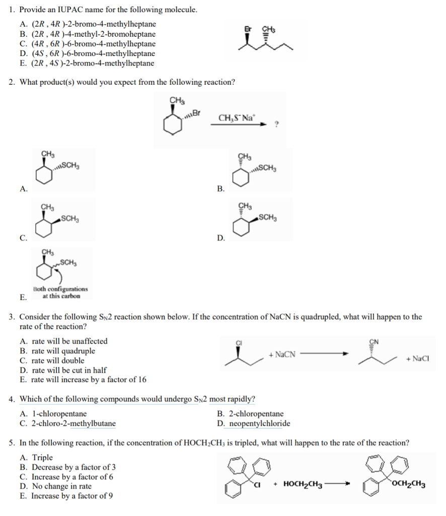 Solved 1. Provide an IUPAC name for the following molecule | Chegg.com