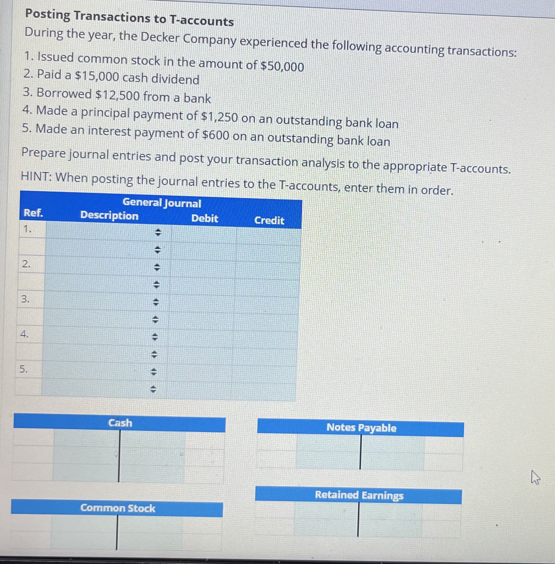 Solved Posting Transactions to T-accountsDuring the year, | Chegg.com