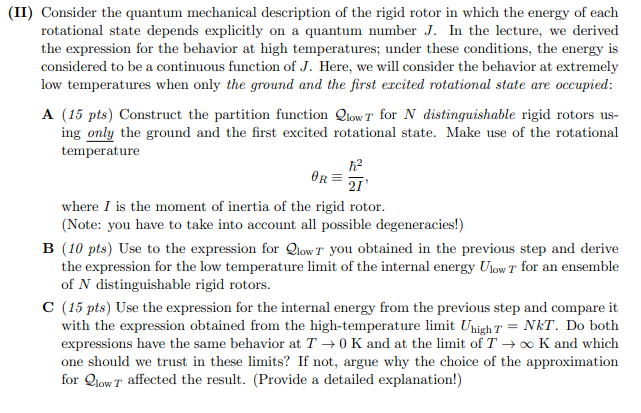 Solved (II) Consider the quantum mechanical description of | Chegg.com