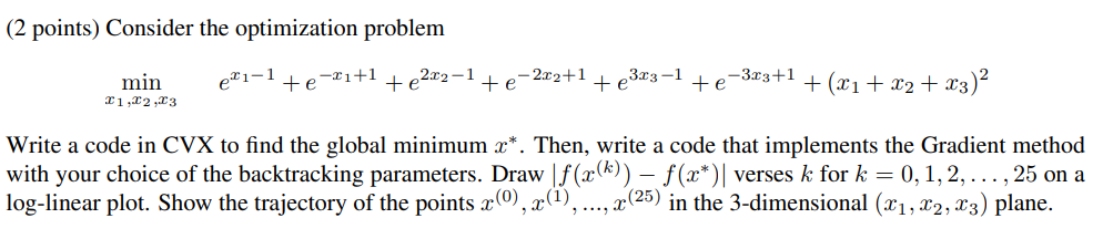 Solved (2 points) Consider the optimization problem | Chegg.com