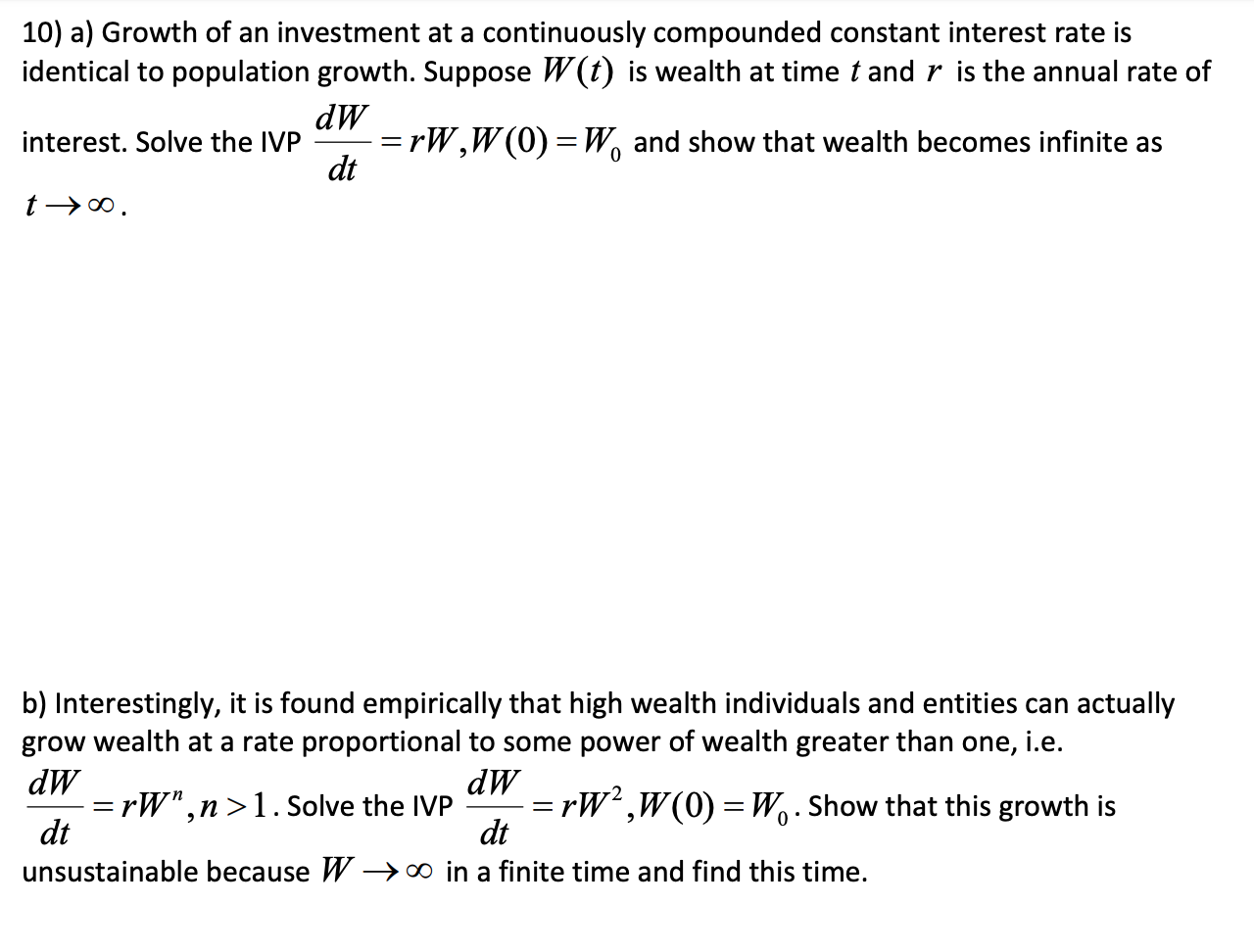Solved 10) a) Growth of an investment at a continuously | Chegg.com