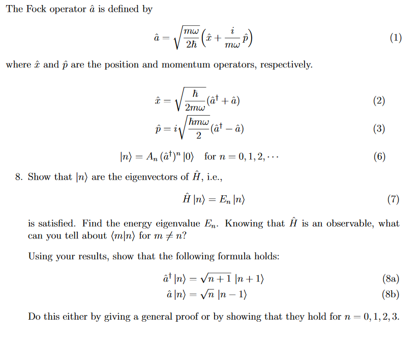 Solved The Fock Operator A Is Defined By Mw A C V 2h 2 Chegg Com