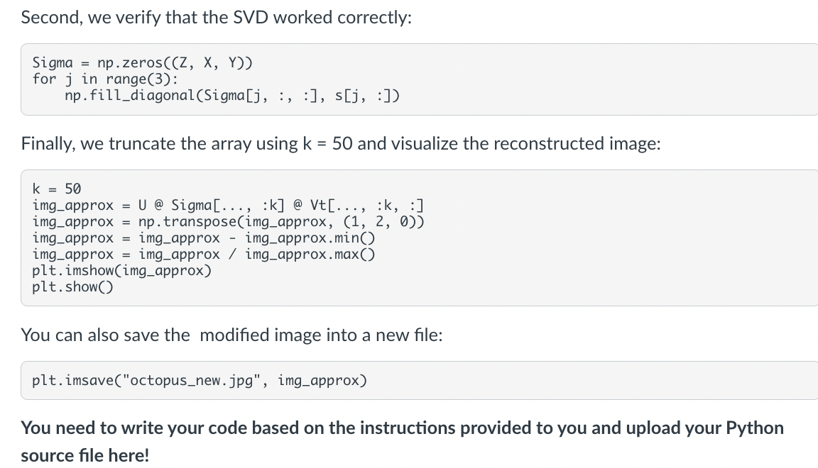 Solved Singular Value Decomposition The Singular Value | Chegg.com