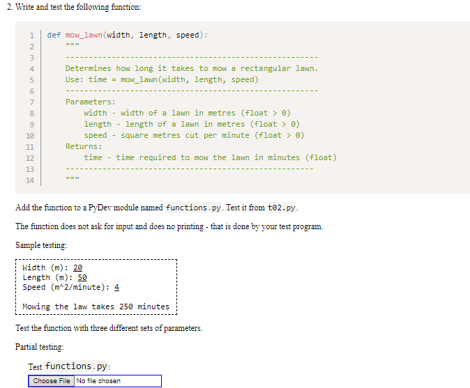 Solved 1. Write and test the following function: def | Chegg.com
