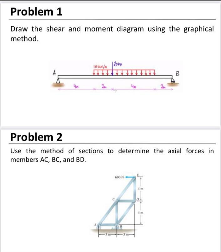 Solved Problem 1 Draw The Shear And Moment Diagram Using The | Chegg.com