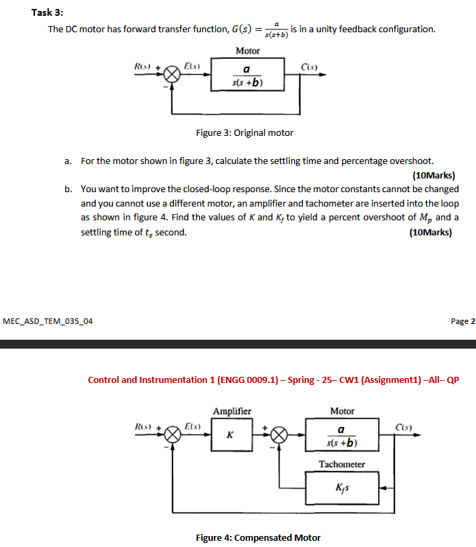 Solved Task 3:secon The DC motor has forward transfer | Chegg.com