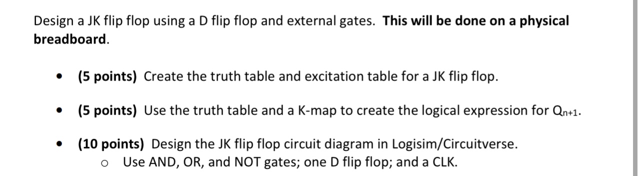 Solved Design a JK flip flop using a D flip flop and | Chegg.com