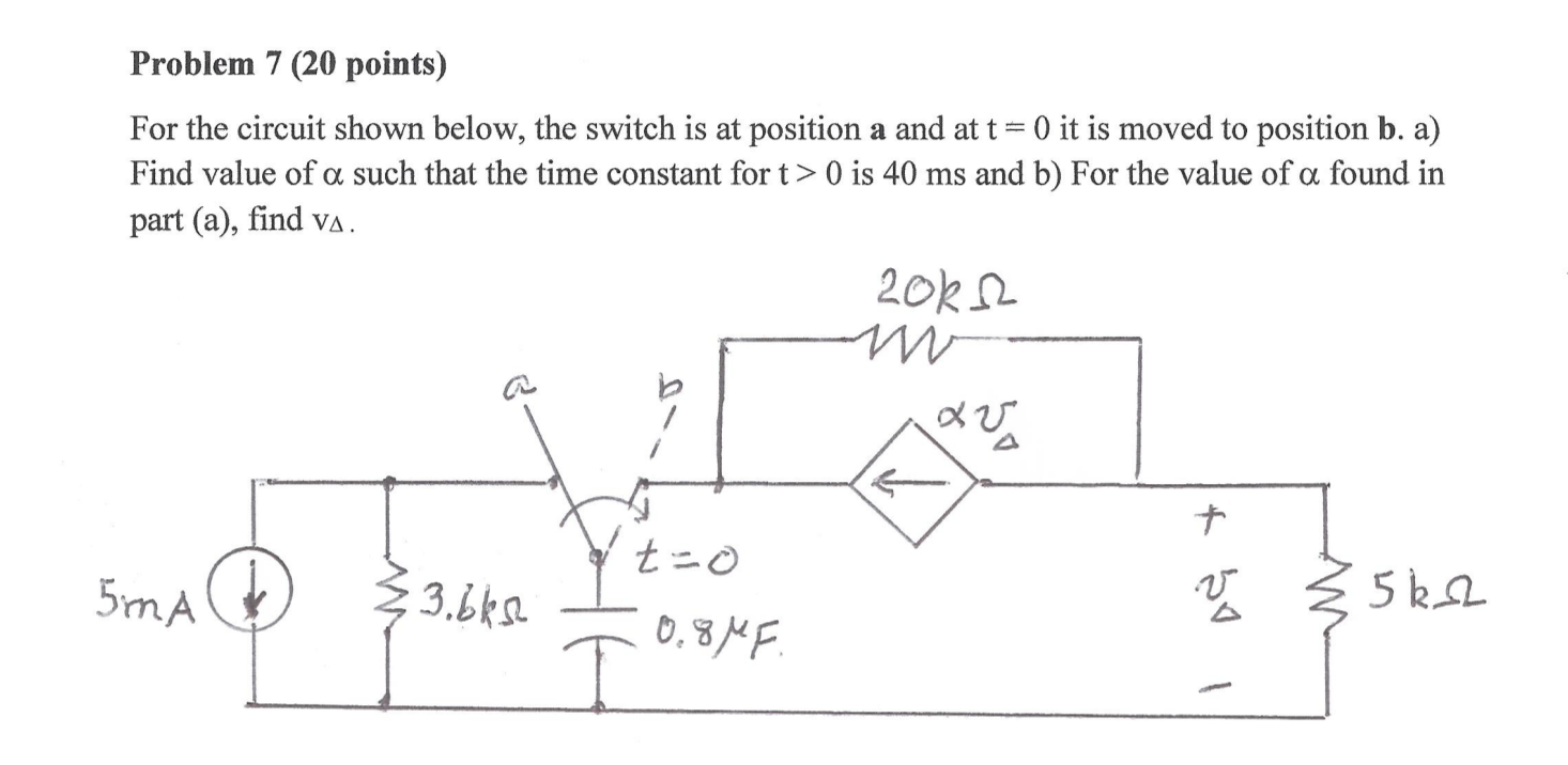 Solved Problem 7 (20 points) For the circuit shown below, | Chegg.com