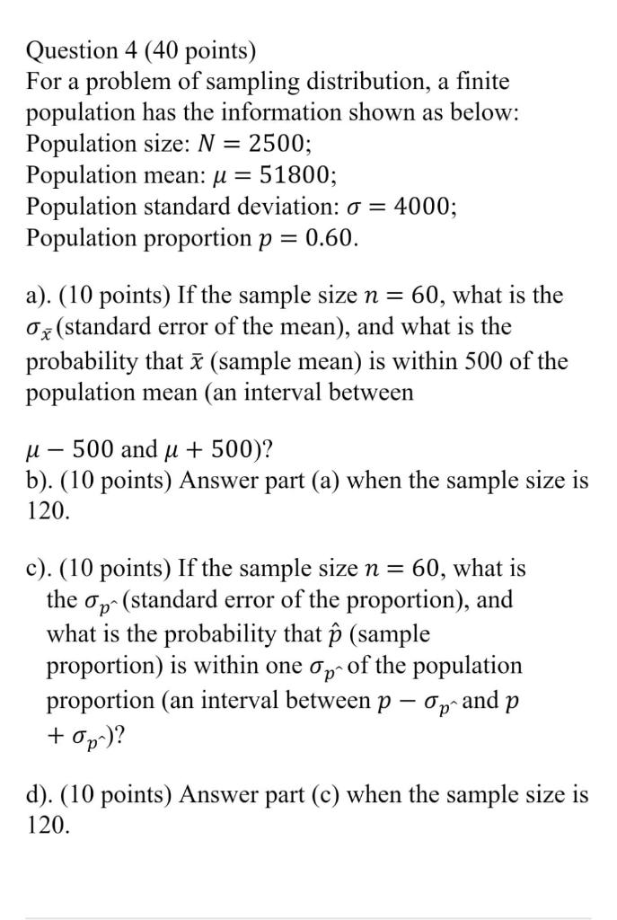 Solved Question 4 (40 points) For a problem of sampling | Chegg.com