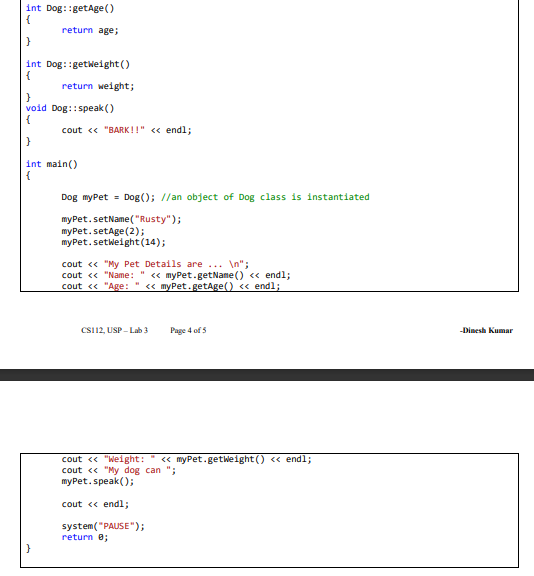 Solved 3. C++ Classes - A The code below illustrates the | Chegg.com