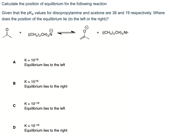Solved Calculate the position of equilibrium for the | Chegg.com