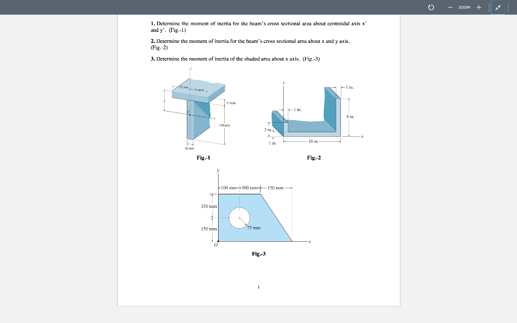 Solved + - ZOOM 1. Determine The Moment Of Inertia For The | Chegg.com