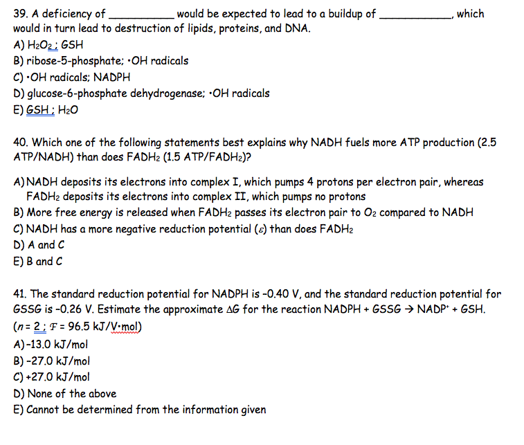 Solved Which 39 A Deficiency Of Would Be Expected To Lea Chegg Com