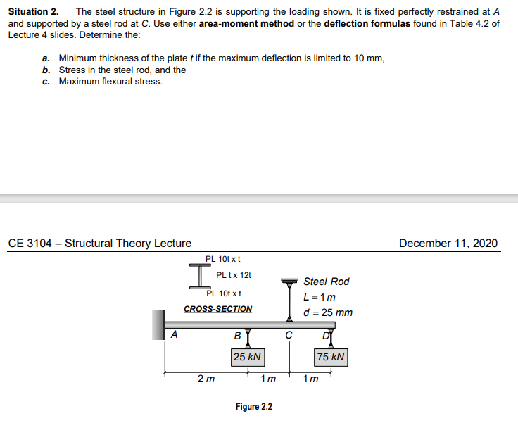 Solved Situation 2. The steel structure in Figure 2.2 is | Chegg.com