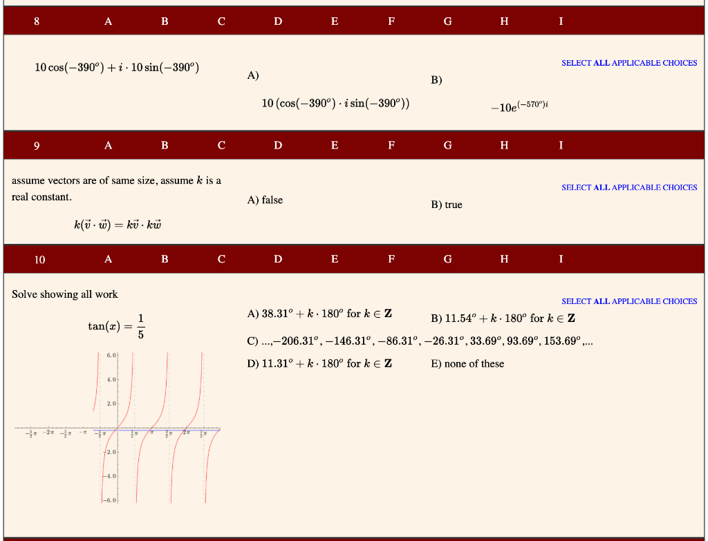 Solved 8 A B с D E F G H I SELECT ALL APPLICABLE CHOICES 10 | Chegg.com