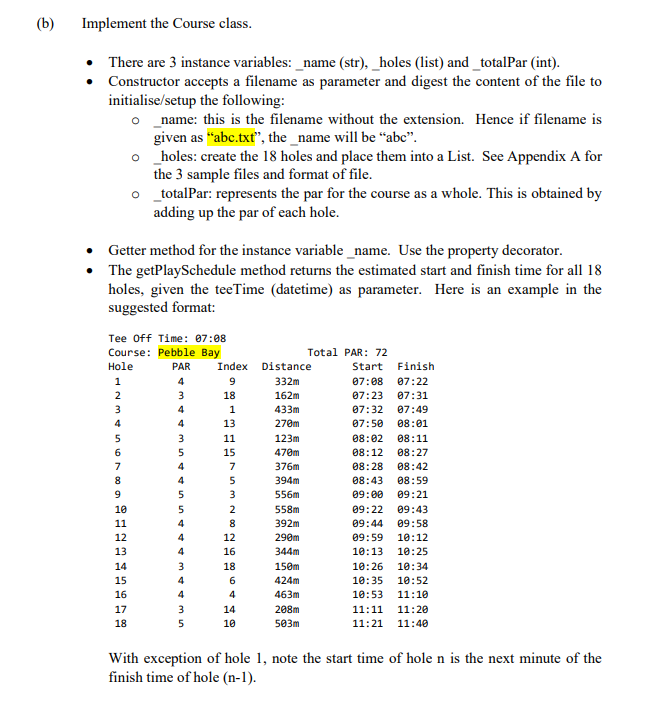 Solved (b) Implement the Course class. • There are 3 | Chegg.com