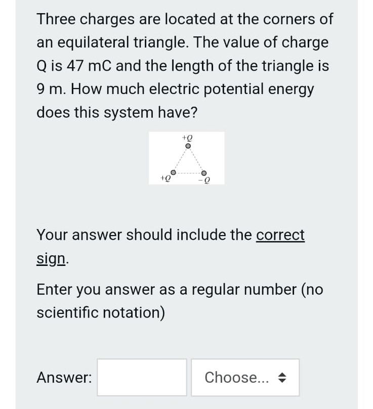 Solved Three charges are located at the corners of an | Chegg.com