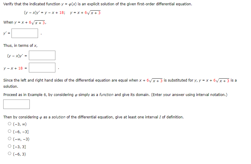 Solved Verify that the indicated function y=φ(x) ﻿is an | Chegg.com