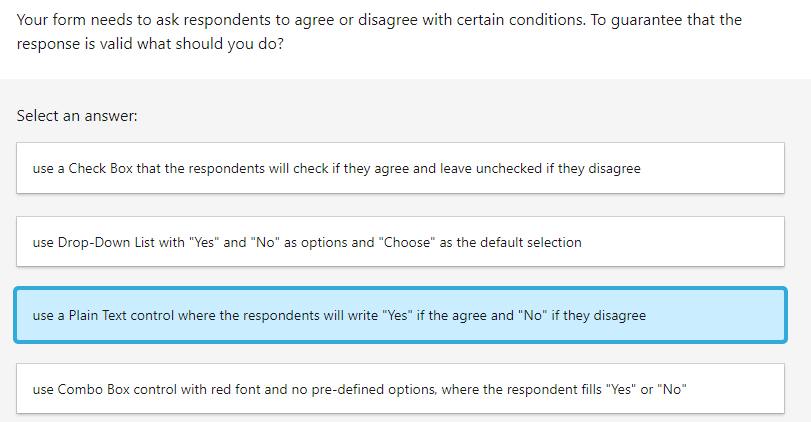 Solved When testing a form, what would you not want to see