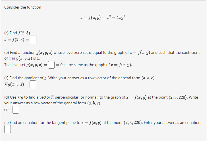 Solved Consider The Function Z=f(x,y)=x2+4xy3 (a) Find | Chegg.com