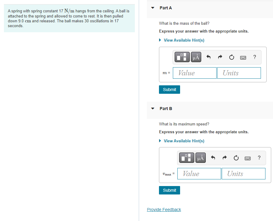 Solved A spring with spring constant 17 N/m hangs from the