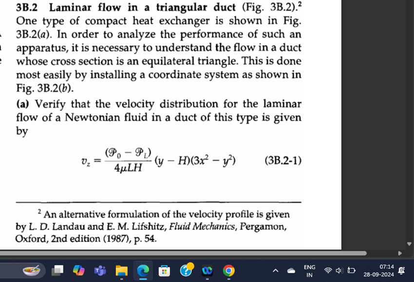 Solved 3B. 2 ﻿Laminar flow in a triangular duct