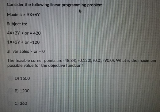 Solved Consider the following linear programming problem: | Chegg.com