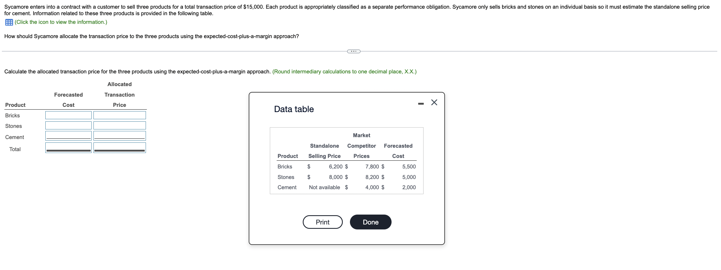 Solved for cement. Information related to these three | Chegg.com