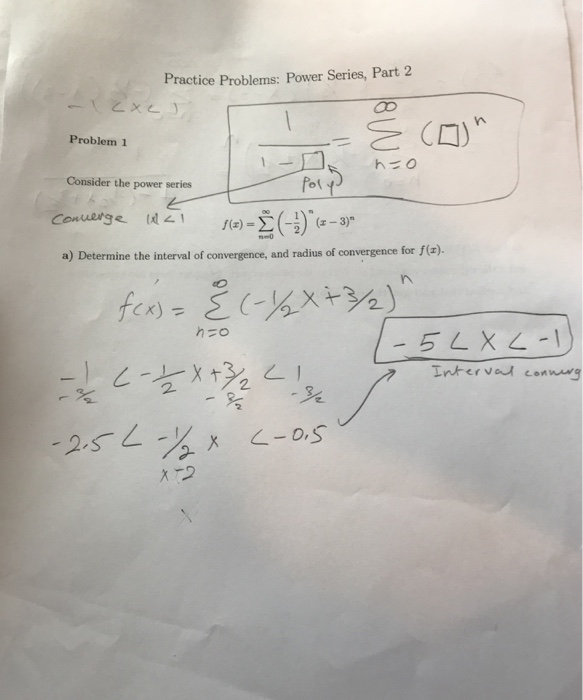 Solved Practice Problems: Power Series, Part2 ?key Problem1 | Chegg.com
