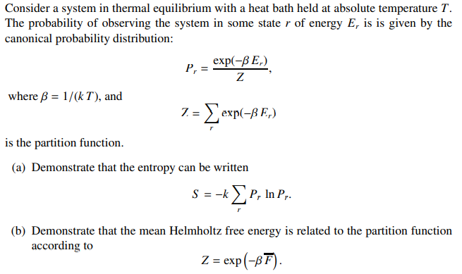 Consider A System In Thermal Equilibrium With A Heat Chegg Com