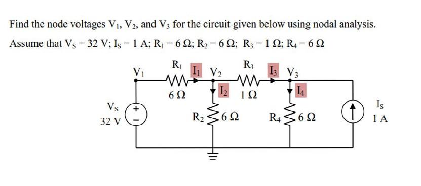 Solved Find the node voltages V1, V2, and V3 for the circuit | Chegg.com