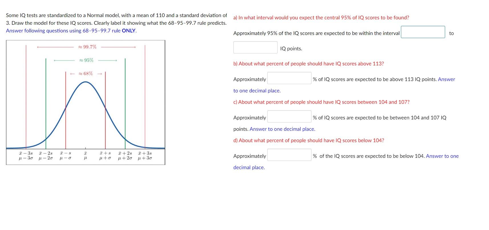 Solved Some IQ Tests Are Standardized To A Normal Model, | Chegg.com