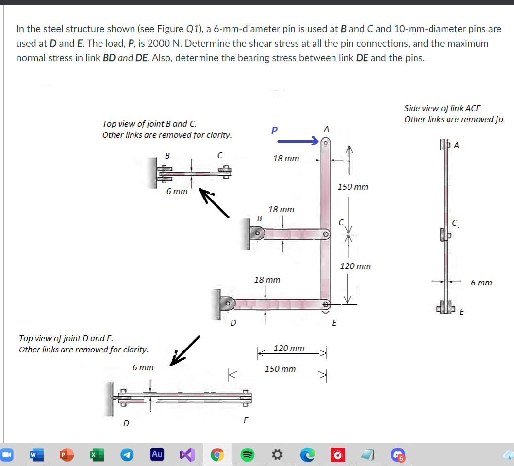 Solved In the steel structure shown (see Figure Q1), a | Chegg.com