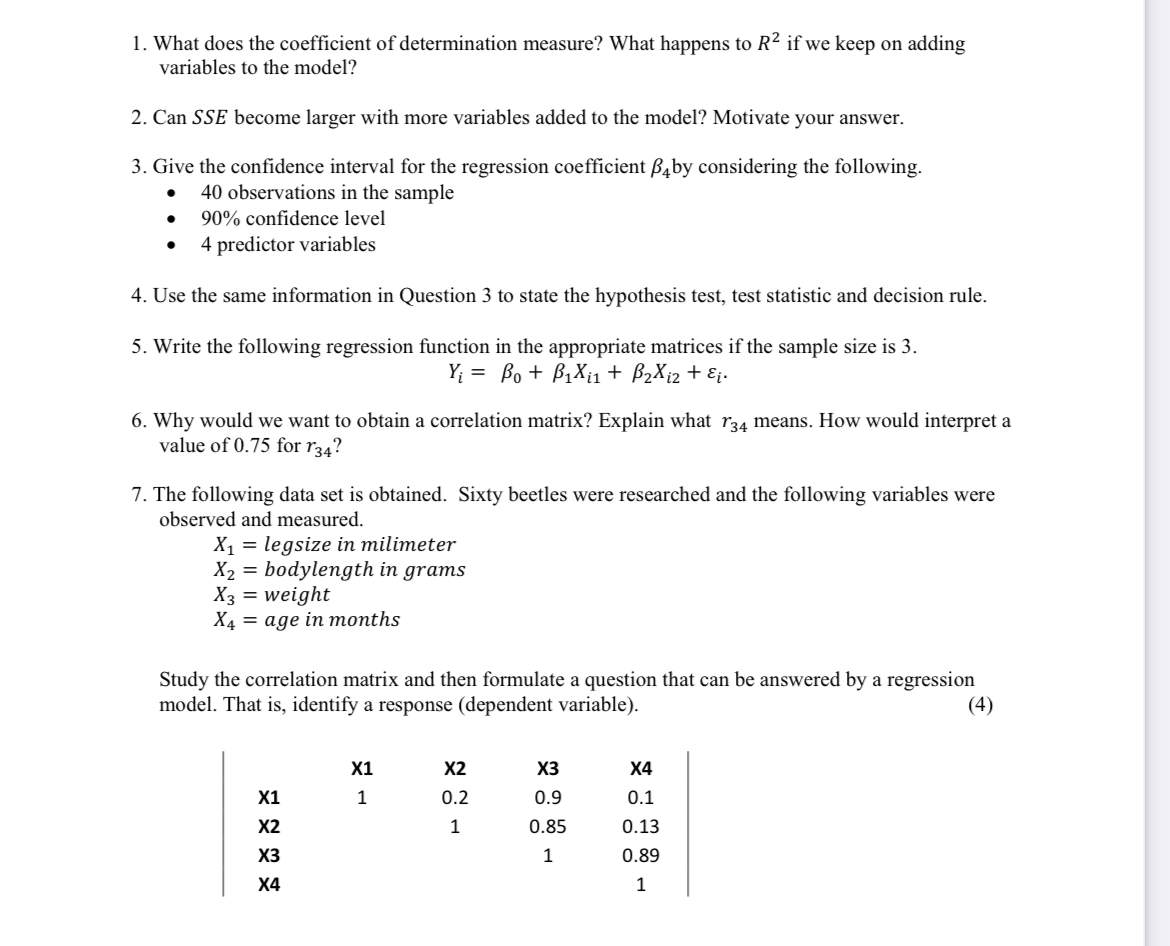 Solved 1. What Does The Coefficient Of Determination | Chegg.com