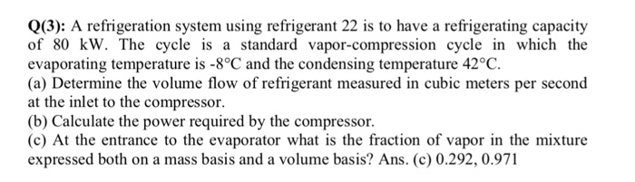 refrigeration compressor capacity calculation