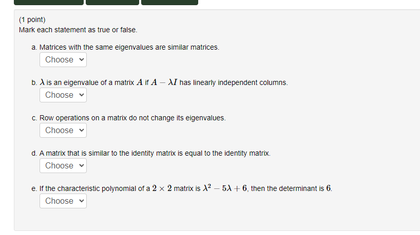 Solved 1 point Mark each statement as true or false. a. Chegg