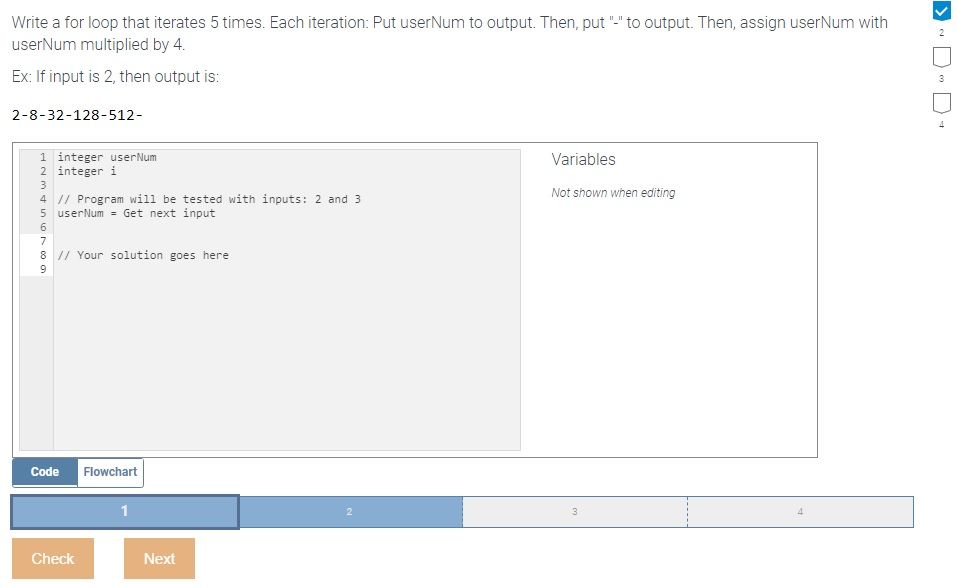 solved-write-a-for-loop-that-iterates-5-times-each-chegg