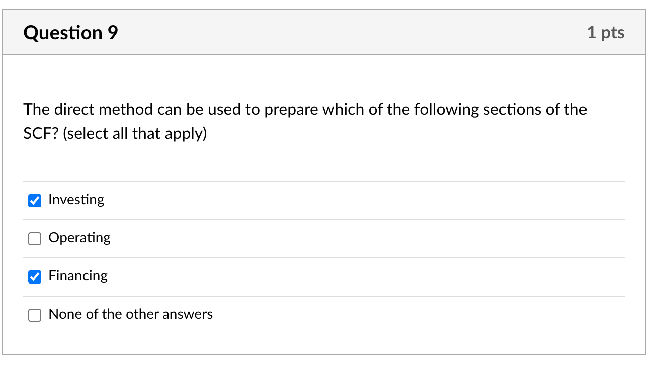Solved Question 9 1 pts The direct method can be used to | Chegg.com