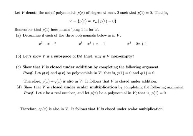 Solved Let V Denote The Set Of Polynomials P X Of Degree Chegg Com