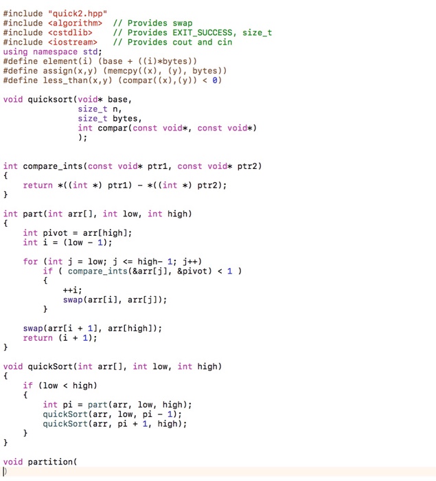Some Macros for the Flexible Quicksort Function I | Chegg.com