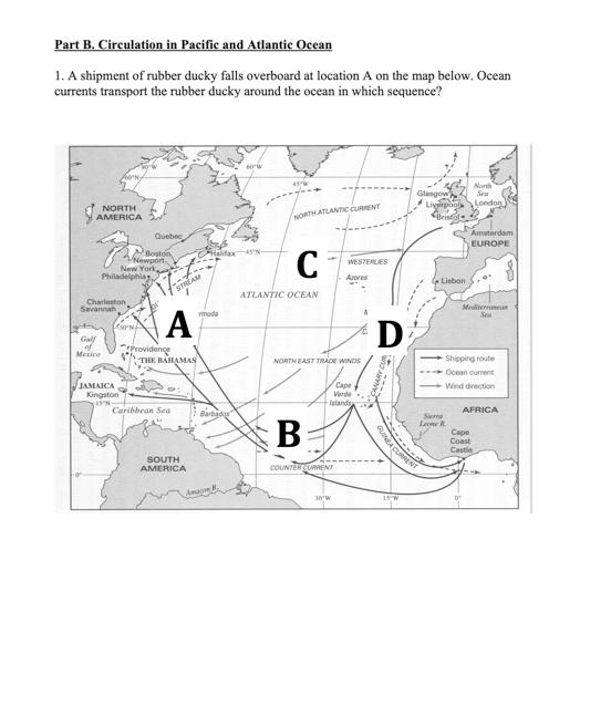 Solved Part B. Circulation In Pacific And Atlantic Ocean 1. | Chegg.com