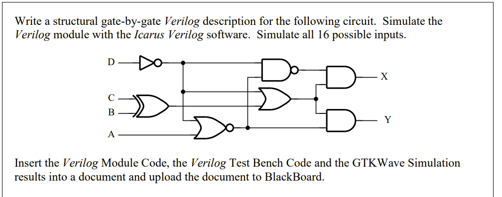 Write a structural gate-by-gate Verilog description | Chegg.com