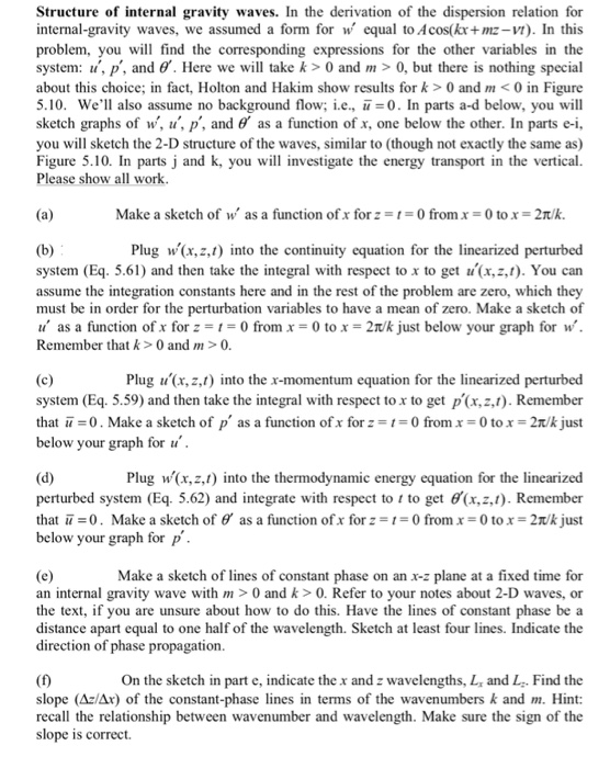 Structure of internal gravity waves. In the | Chegg.com