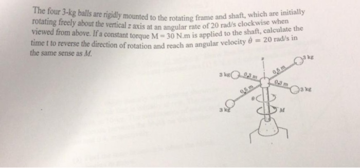 The Four 3-kg Balls Are Rigidly Mounted To The | Chegg.com