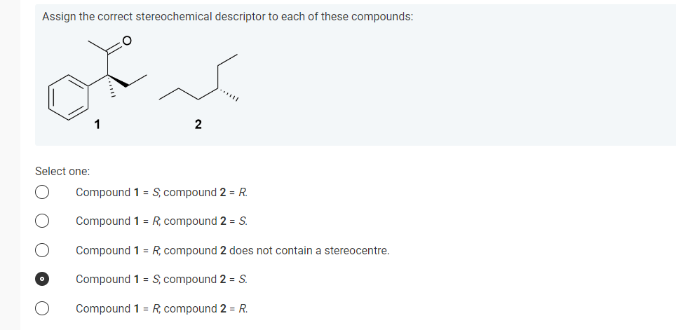 Solved Assign the correct stereochemical descriptor to each | Chegg.com