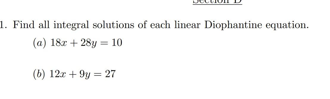 Solved Find All Integral Solutions Of Each Linear | Chegg.com